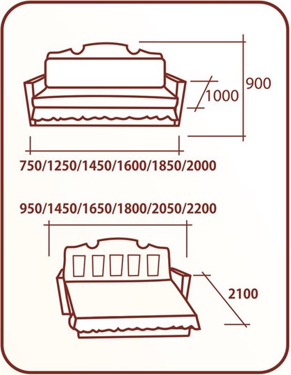 Прямой диван Аккордеон Бук 120 Радуга в Пензе - изображение 1